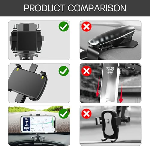 Miniatura 3 de Clip universal de teléfono para salpicadero, soporte multifuncional para teléfono celular, rotación 360, soporte para espejo retrovisor automático,