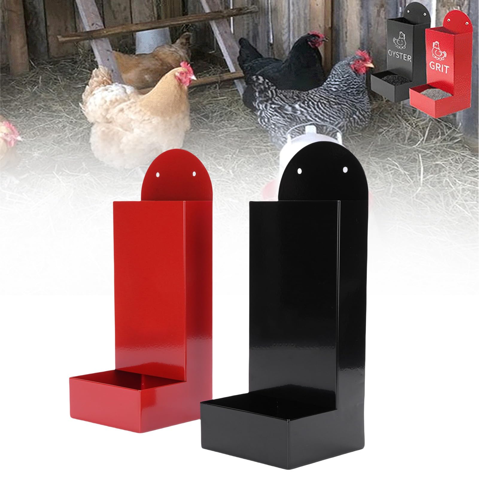 Set mangiatoia per polli Hapvida, Contenitore per pollame in Acciaio al Carbonio per Accessori per pollaio, Guscio di ostriche e mangiatoia per Galline
