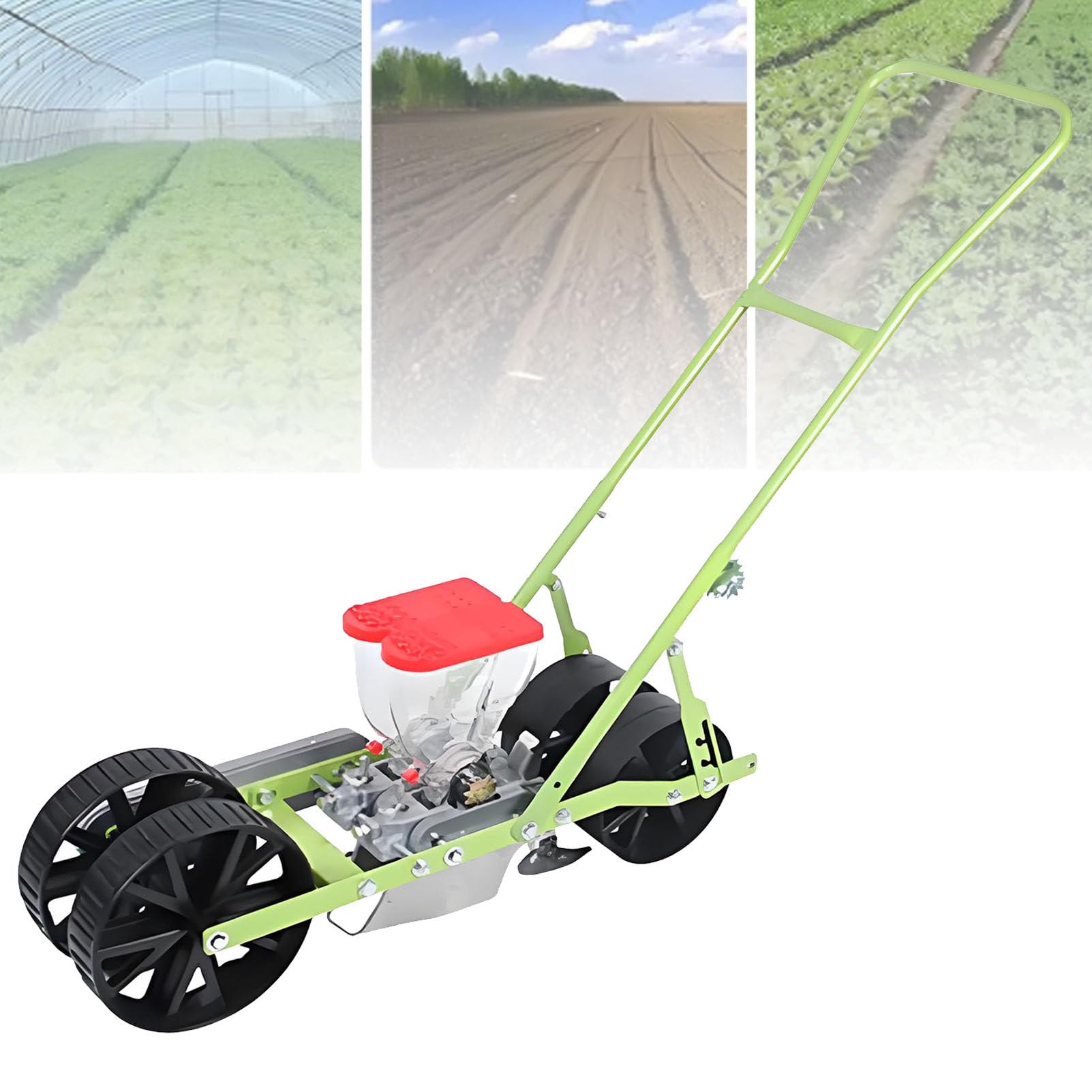 Seminatrice di precisione a Spinta Manuale, seminatrice agricola per ortaggi (Mais, Fagioli, Arachidi) con spaziatura Regolabile per la Semina 2Row