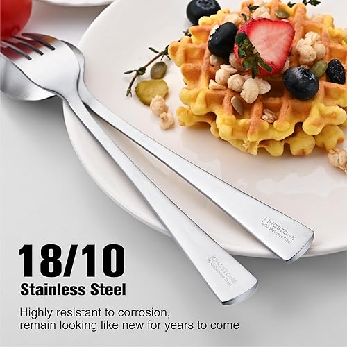 Miniatura 3 de KINGSTONE Juego de cubiertos forjados, juego de cubiertos de 20 piezas para 4, cubiertos de acero inoxidable 1810, acabado satinado mate, apto para