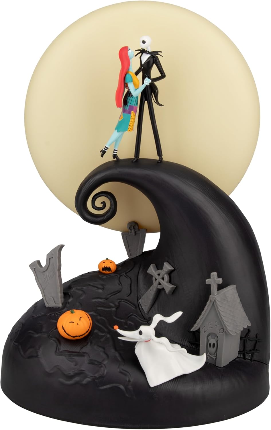 Paladone Nightmare Before Christmas Diorama Light – 30cm (11.8") LED Spiral Hill Lamp with Jack & Sally Figurines, USB Powered with Warm & Cool Light Modes, Home Décor for Fans