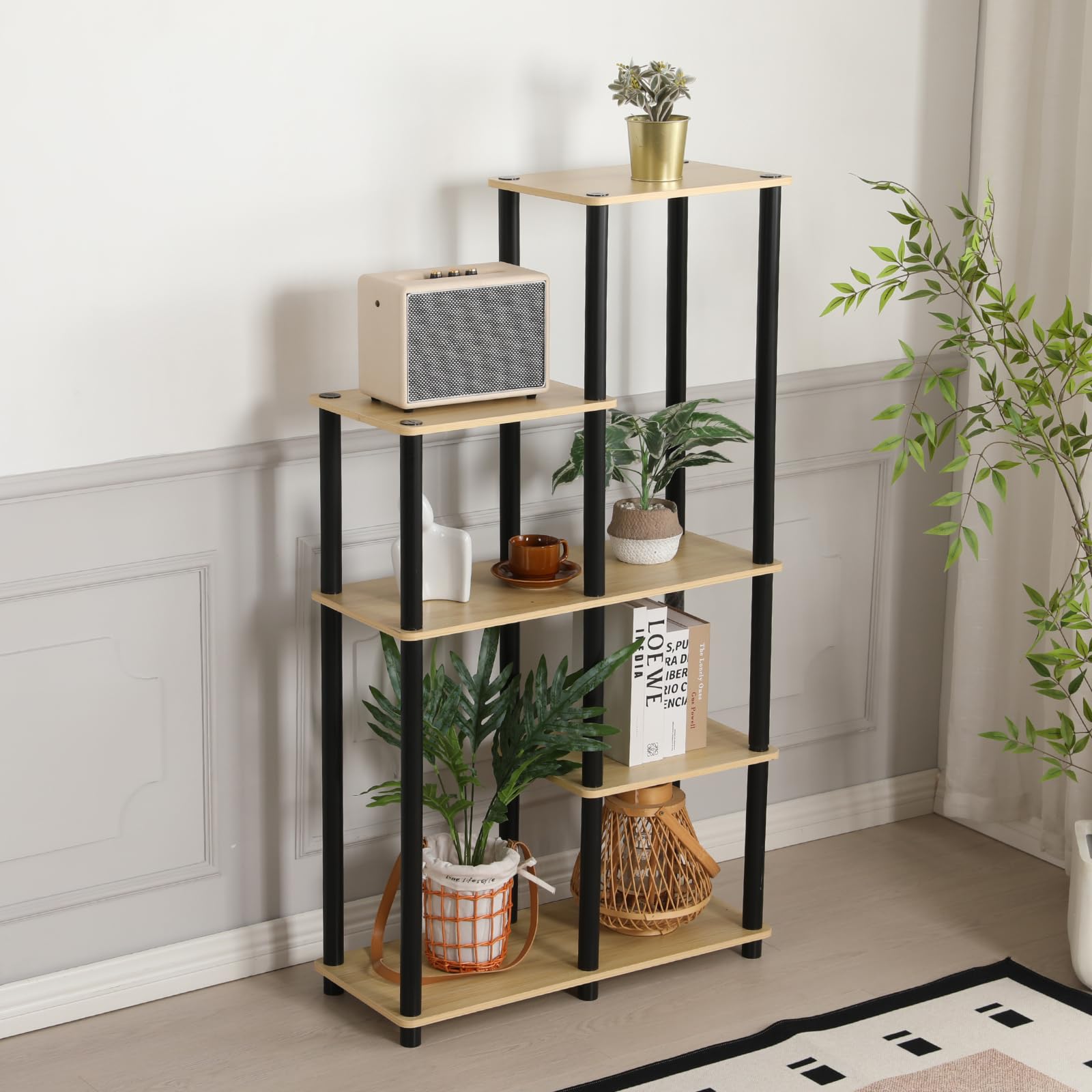 Amazon Brand - Umi 5-Tier Bookshelf, Modern Open Display Storage Rack, Bookcase Stand for Home Library, Multipurpose Book Storage Display Organizer Rack for Living Room, Showcase Stand (74x30x131.5cm)-image-44