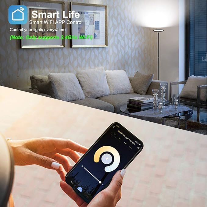 ChangM Led-vloerlamp, dimbaar, smart plafondschijnwerper, 35 W, RGBCW, 2700 K-6500 K, aanraakbediening en app-bediening, compatibel met Alexa en Google Home, staande lamp voor in de woonkamer, slaapkamer, kantoor photo 3