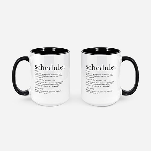 Miniatura 4 de Scheduler Profession Meaning Funny Gift Mug Scheduler Definition Taza de café de 11 oz (Negro #1)