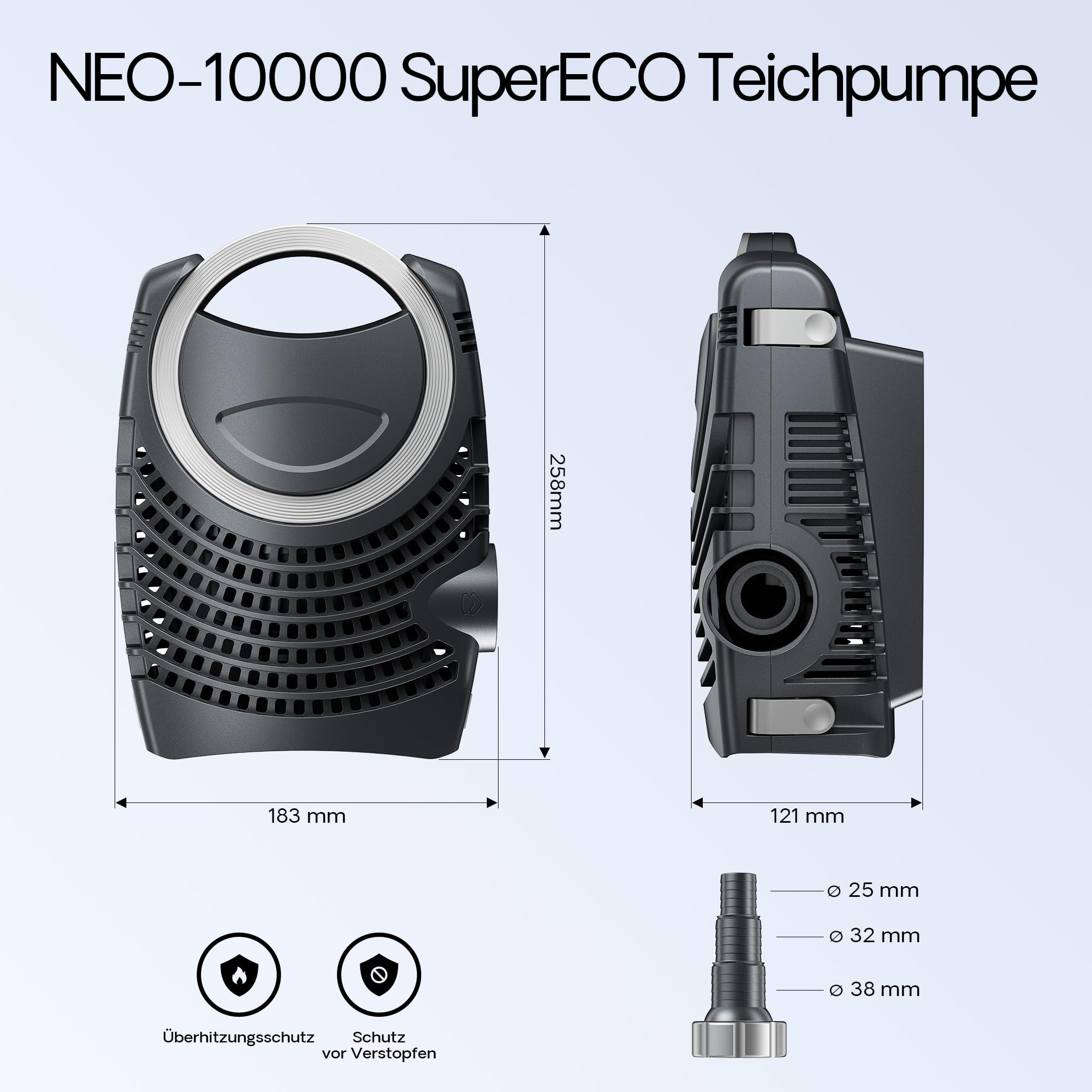 Wiltec CBF-350B Teichfilter bis 60000 L NEO10000 SuperECO Teichpumpe 10000l/h 80W CUV-236 UVC Klärer 36W 25m Schlauch 25 mm