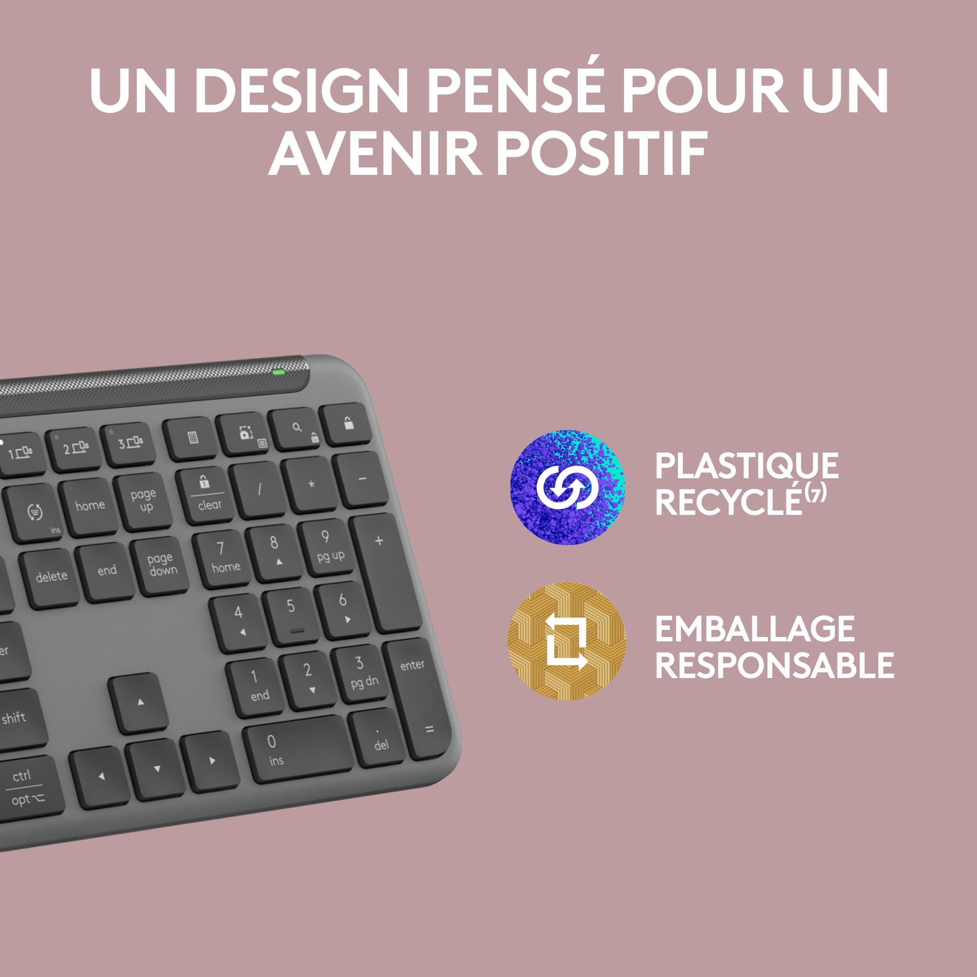 Logitech Signature Slim K950, clavier sans fil, design élégant, saisie sur plusieurs dispositifs, frappe discrète, Bluetooth, multi-systèmes d’exploitation, Windows, Mac, Chrome, FRA AZERTY, Graphite