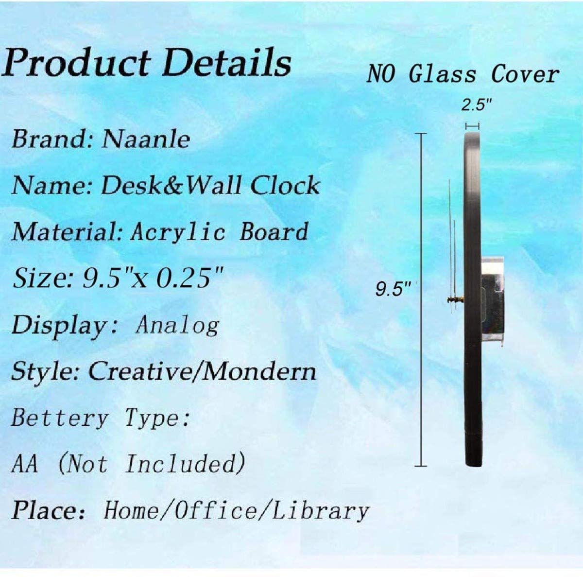 Naanle Multi-storied Mysterious Bookshelf Library Print Round Wall Clock, 9.5 Inch Silent Battery Operated Quartz Analog Quiet Desk Clock for Home,Office,School