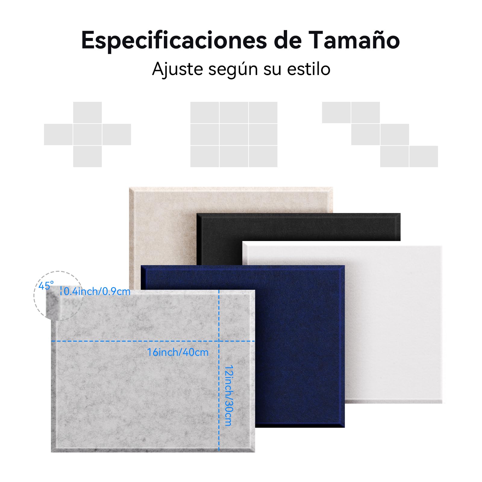 24 pieza Paneles Acústicos autoadhesivos, 30*40*0.9cm Aislamiento acústico eficaz, alta densidad (230kg/m³) NRC 0.95, cubre 2,88 m², espuma acústica para paredes y puertas, sala de juegos