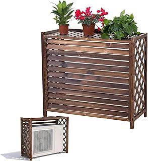 Outdoor Fence Air Conditione Cover Privacy Screens, Air Conditioning Privacy Screen Fence Solid Wood Radiator Cover Anti-Corrosion Air Conditioning Frame Flower Stand for Outside Units Weatherproof Du