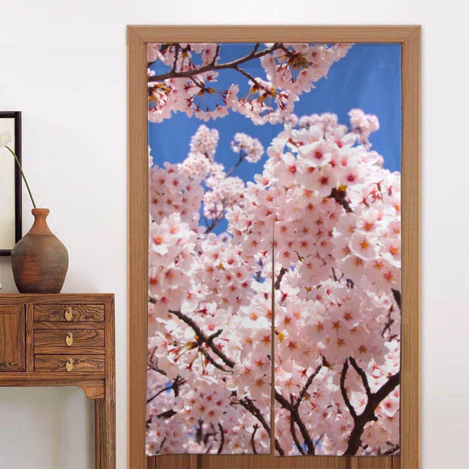 Amazon｜のれん 桜柄 ピンクの花 花柄 間仕切り 暖簾 遮光 おしゃれ