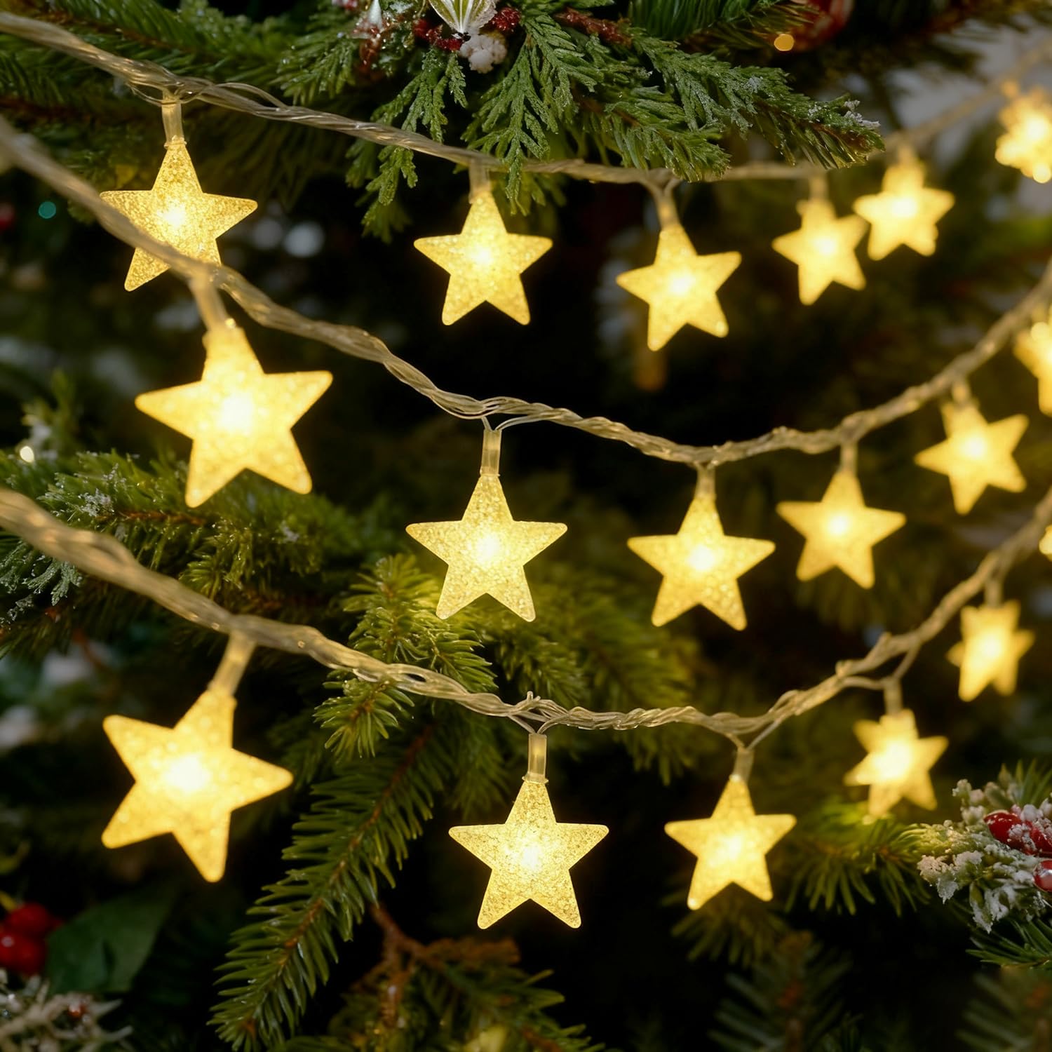 Gekamoyue Fairy Lights, Star Fairy Lights with 3M 30 LED, Battery Operated String Lights for Christmas, Wedding Decor, Party, Birthday, Valentine, Bedroom, Indoor Outdoor (Warm White)