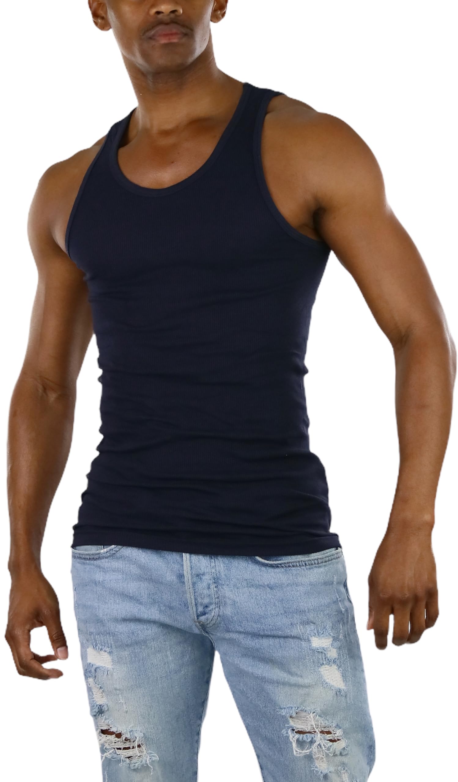 ToBeInStyle Men’s Long Muscle Tank Top Workout A-Shirt
