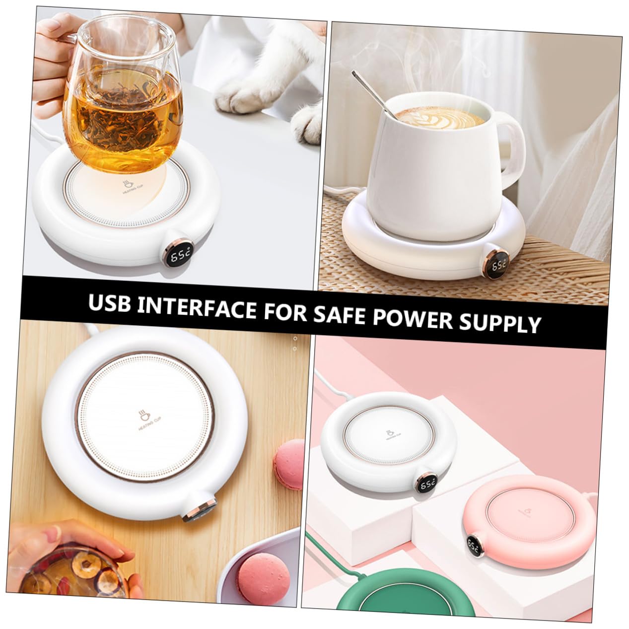 Calentador de Tazas USB Blanco de Plástico Temperatura