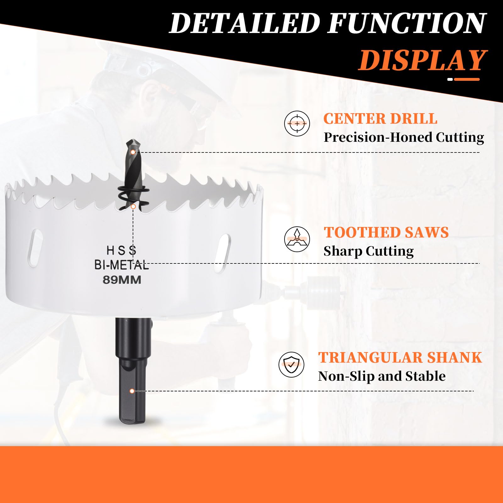 METALLIXITY Bi-Metal Hole Saw 3-1/2", M42 HSS Circular Head 89mm Hole Cutter with 2 Pilot Drill Bits - Image 3