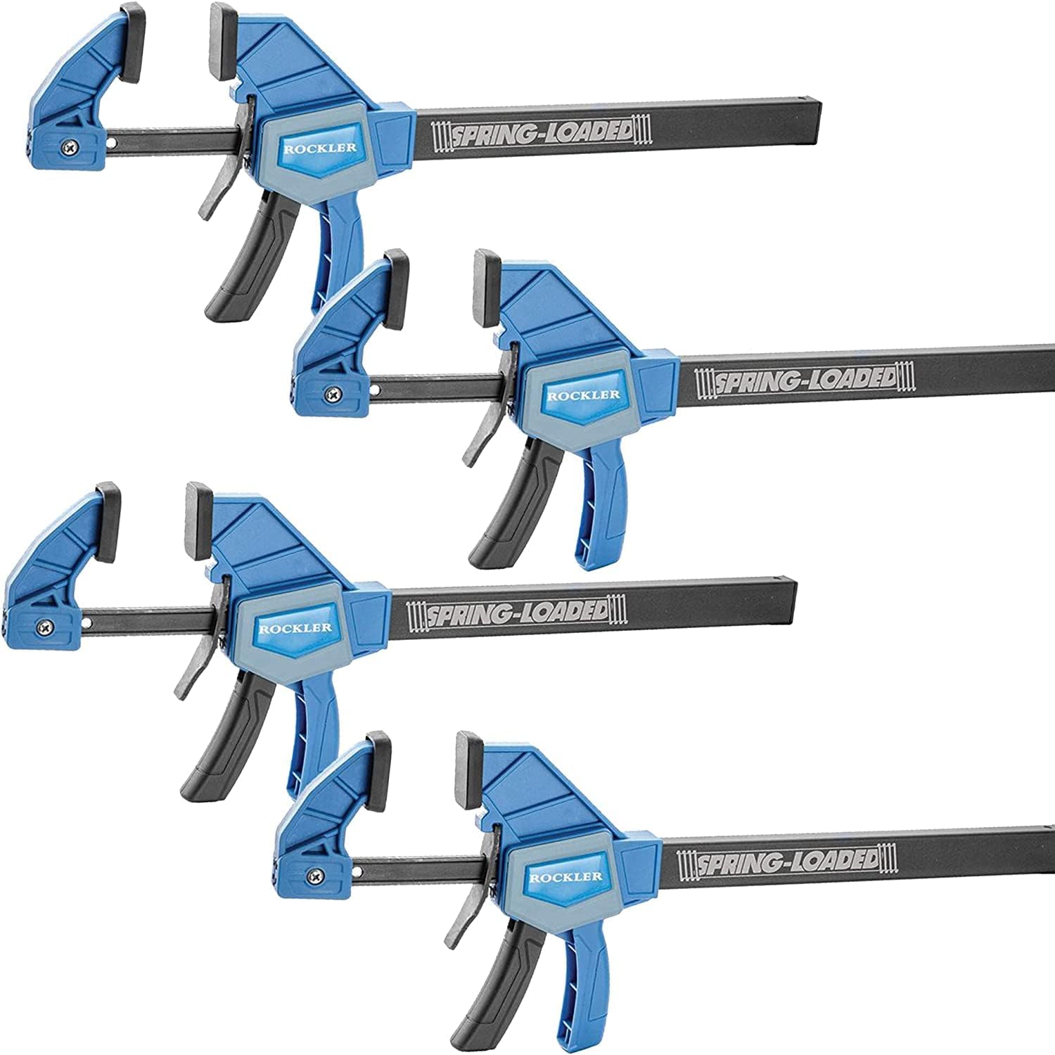 Rockler 4Pack SpringLoaded OneHanded 10” Bar Clamp Trigger Clamp