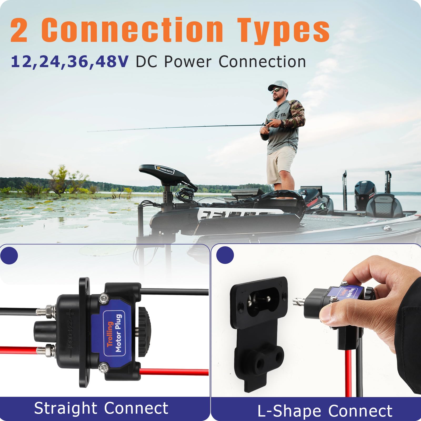 Trolling Motor Plug 027-0004-KIT: DC-DC Power Connector 12v 48v Marine Quick Connect 80 Amp With Gaskets L Shaped Linear For Watercraft - View #7