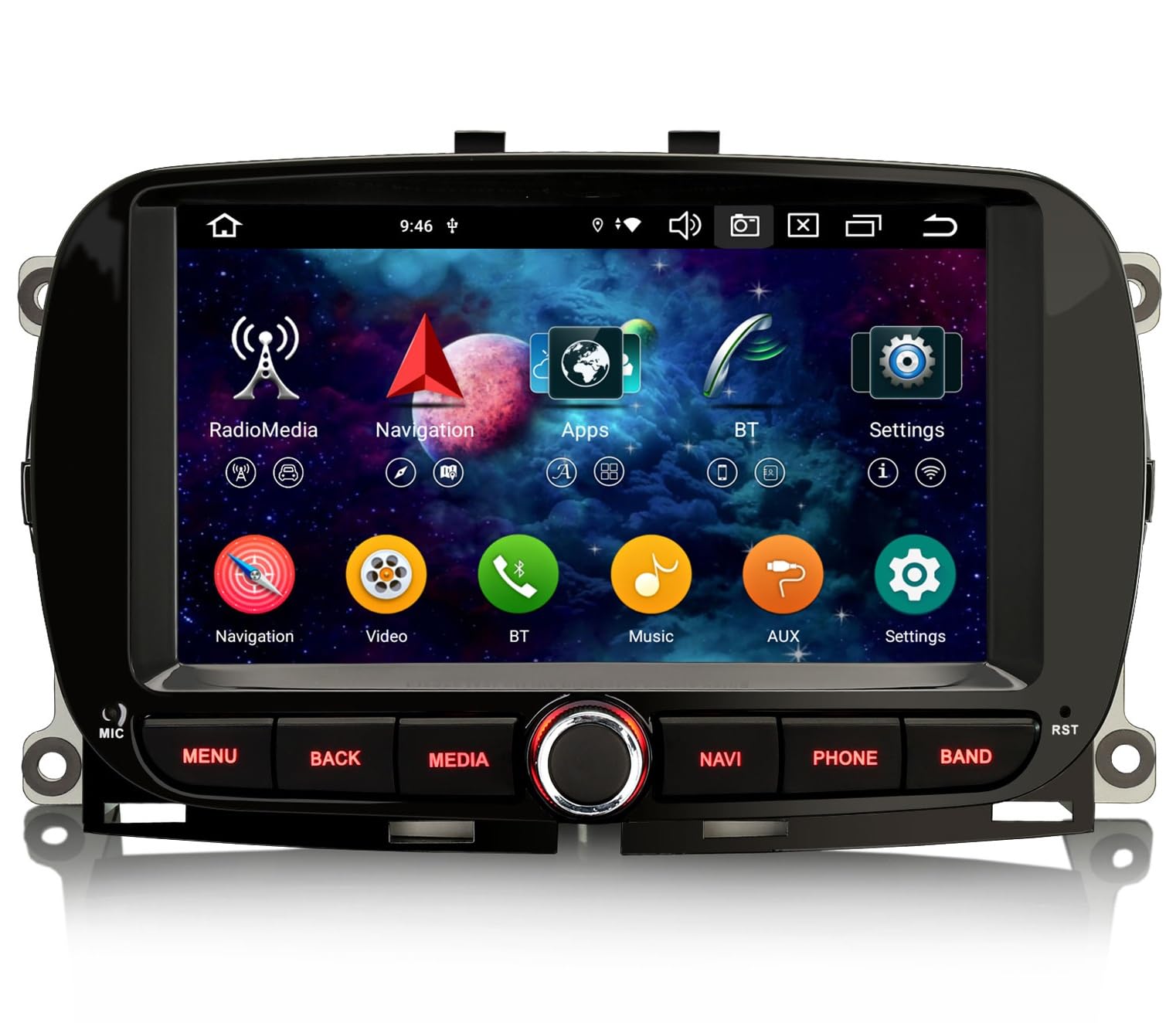 Android 16 Radio Coche Carplay para Fiat 500 500C 500S 500E 500 Hybrid 64GB | Inalámbrico Android Auto DSP Bluetooth Estéreo GPS Navegador A2DP WiFi Dab+ Pantalla táctil FM Radio