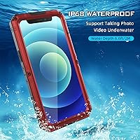 Vista 4 de Mitywah Funda impermeable para iPhone 12, resistente a prueba de golpes, con protector de pantalla integrado, funda de metal de protección submarina
