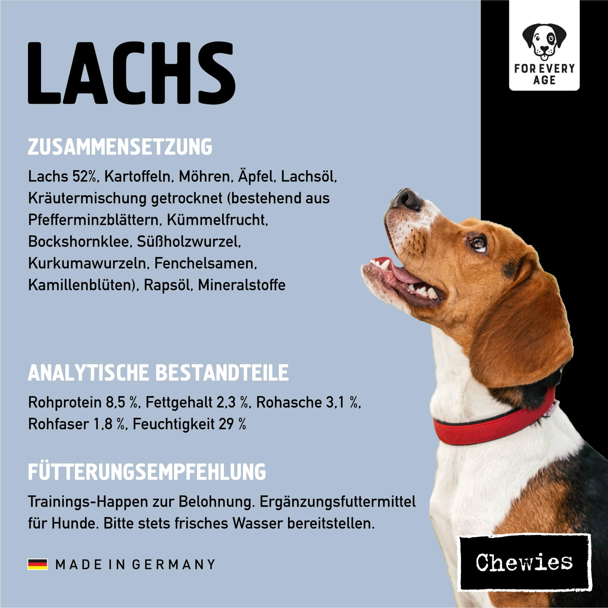 Chewies Proteine per cani salmone, senza cereali, morbide e senza zucchero, in un secchio richiudibile, prodotto in Germania (8 x 300 g)