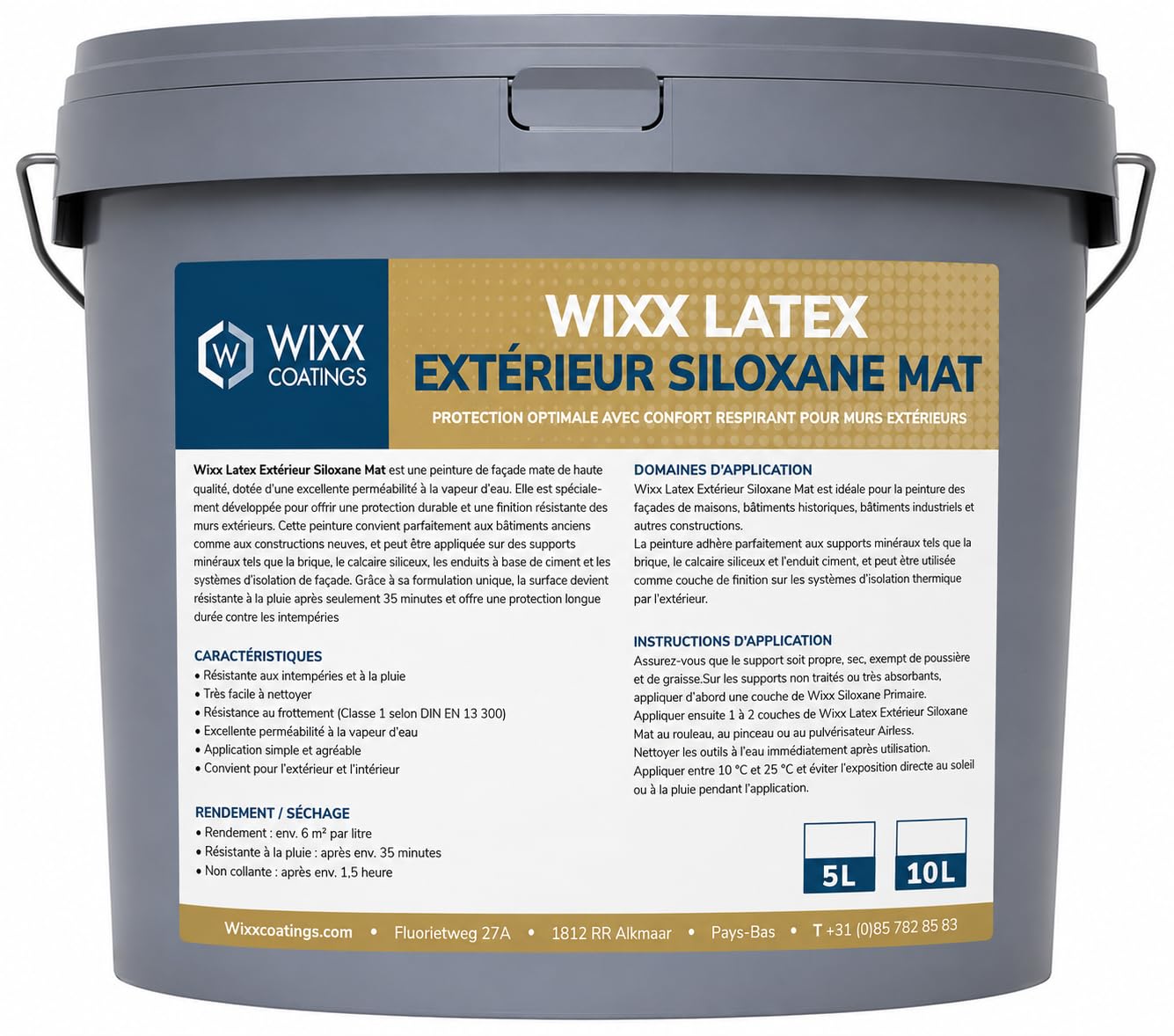 Wixx Latex Extérieur Siloxane Mat - RAL 7016 | Gris anthracite - 5L