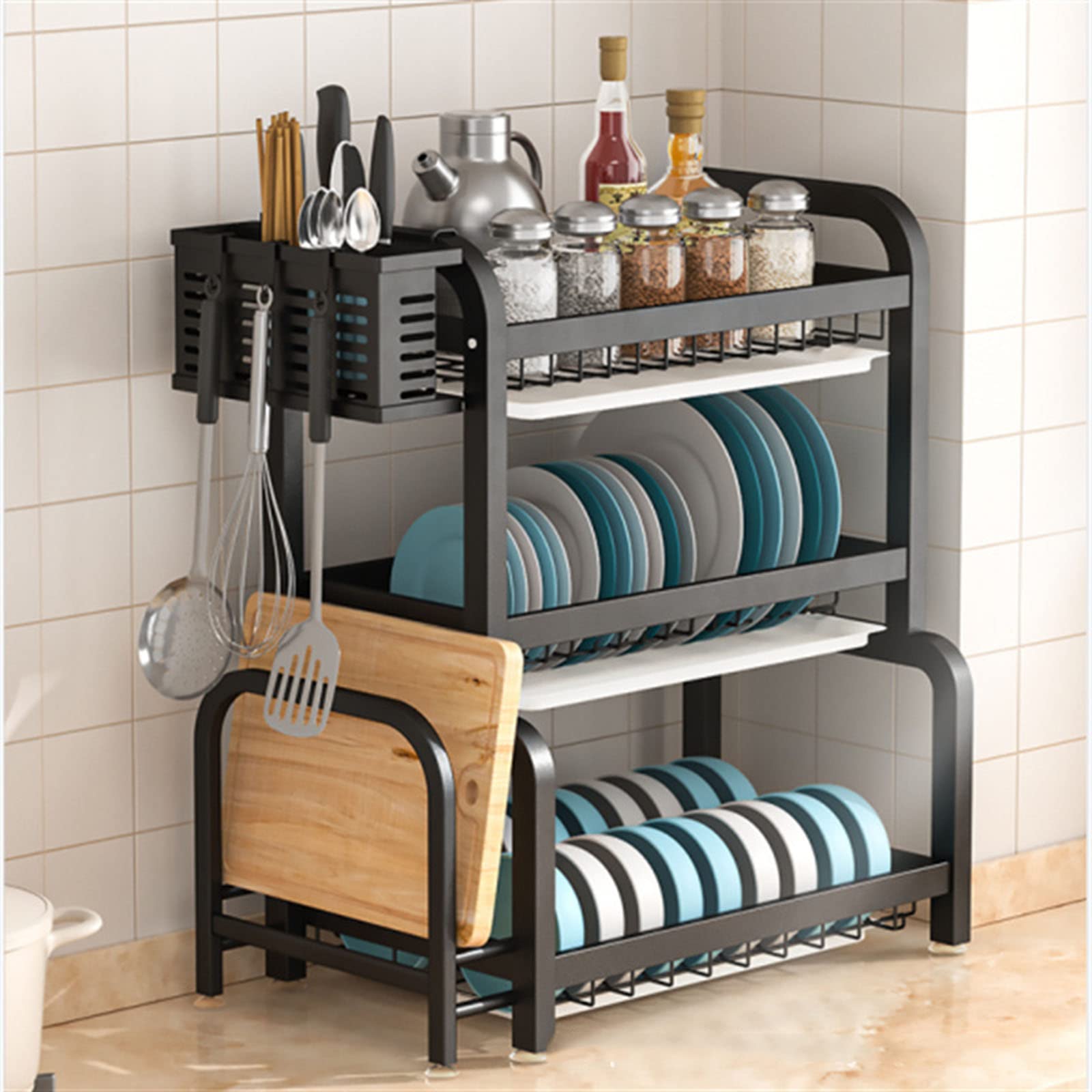 Tyuhduyur Kitchen Storage Rack, Drainer Multifunctional Dish Rack Storage Rack Save Space, Cupboard, Suitable For Kitchen