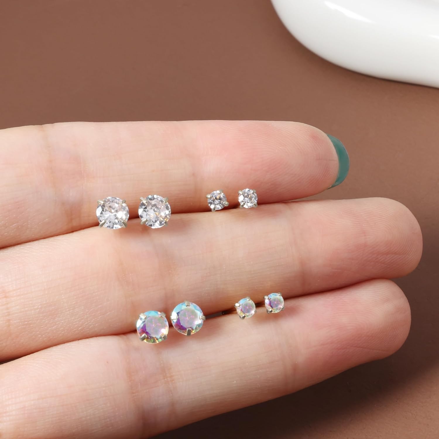 Flat Back Earrings Small Screw Back Earrings for Women, Titanium Nap Cubic Zirconia Earrings Stud Set, Helix Cartilage Tragus Piercing Jewelry - Image 2