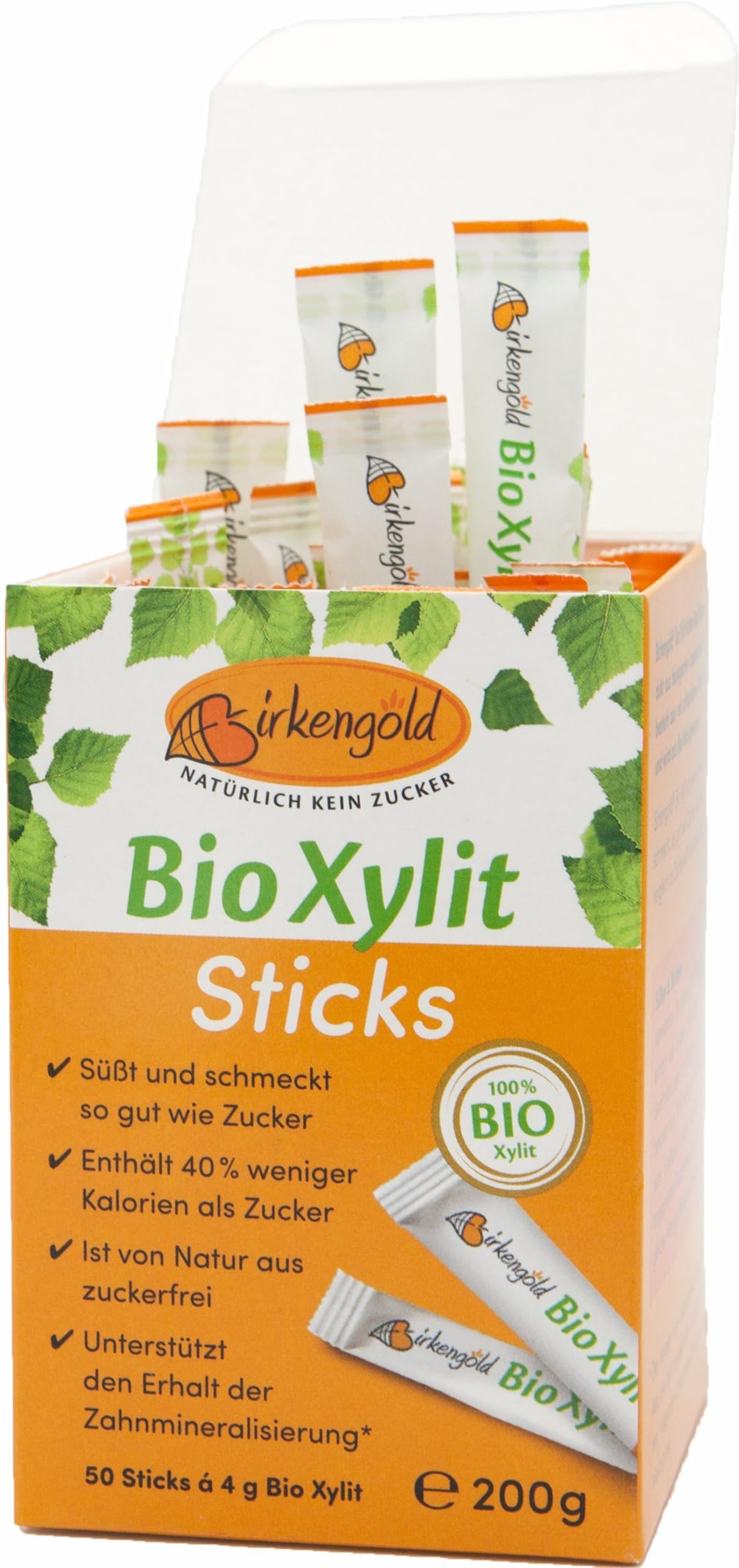 Birkengold Bio Xylit Sticks à 4g - 50 Stück im Karton 18 x 200 g
