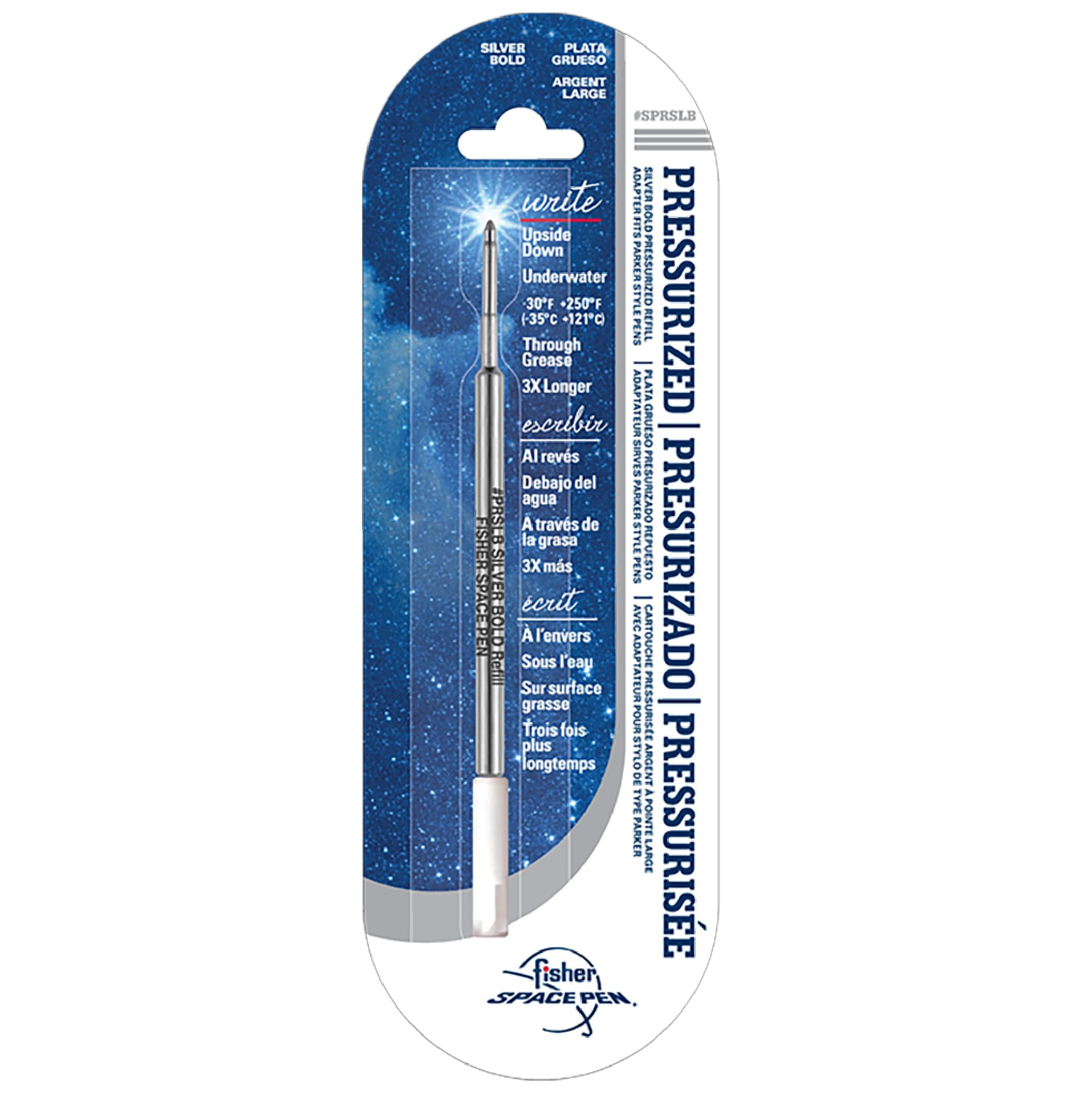 Fisher Space Pen Bold Point Pressurized Cartridge Refill, Silver Ink, 1 Pack