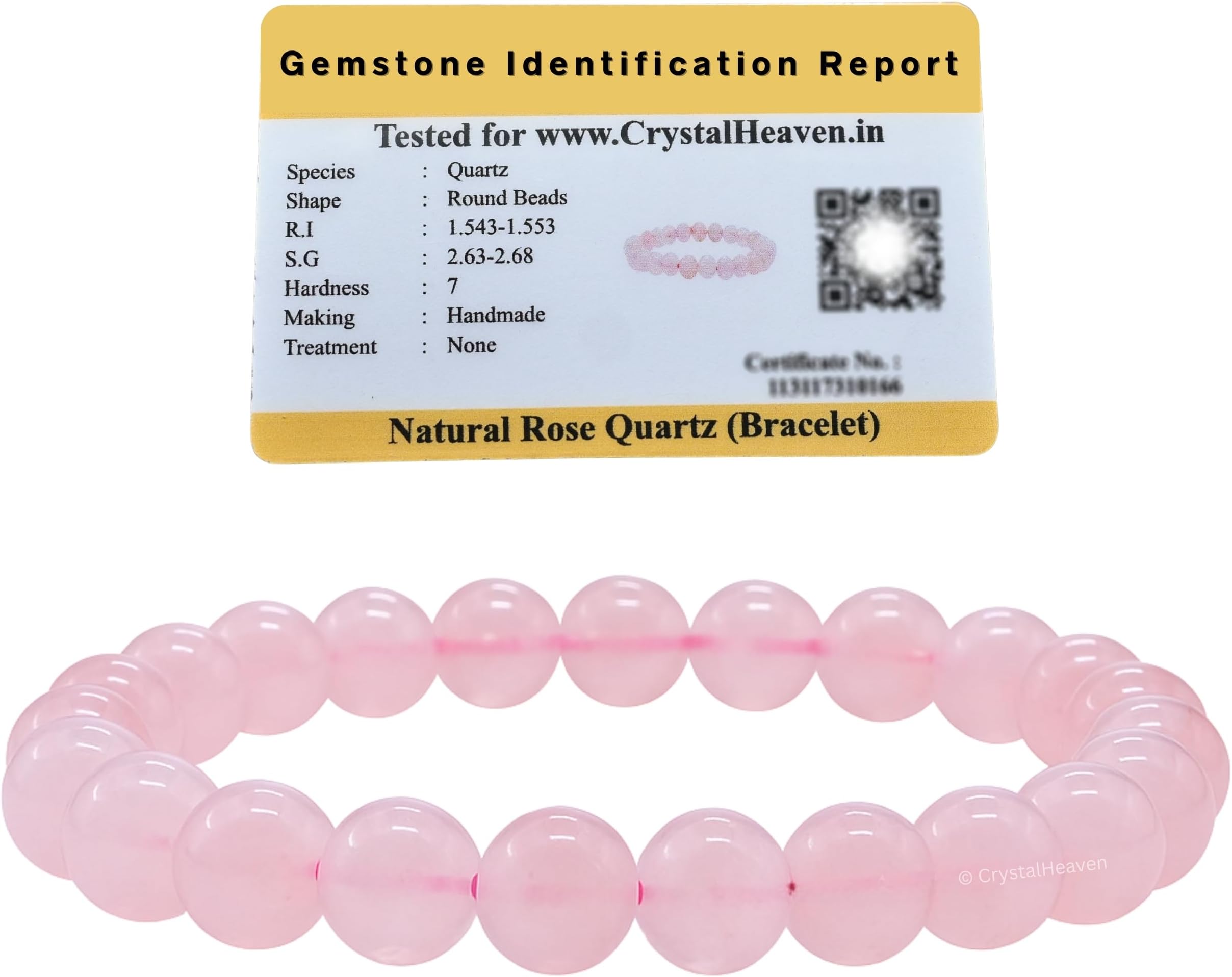 Crystal Heaven Certified Crystal Bracelet for Women Men with Healing Crystal and Reiki Stone - Original Authentic Elastic Beaded Bracelet for Money, Success & Positive Energy