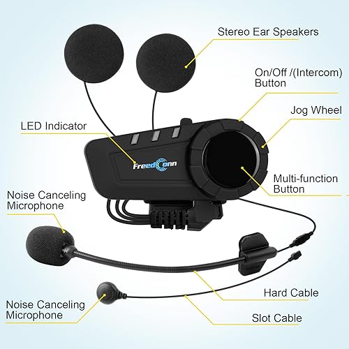 Miniatura 6 de FreedConn Auriculares Bluetooth para motocicleta KY PRO - Sistemas de comunicación de motocicleta Bluetooth 5.0 3,937.0 ft 6 Riders Bluetooth cascos