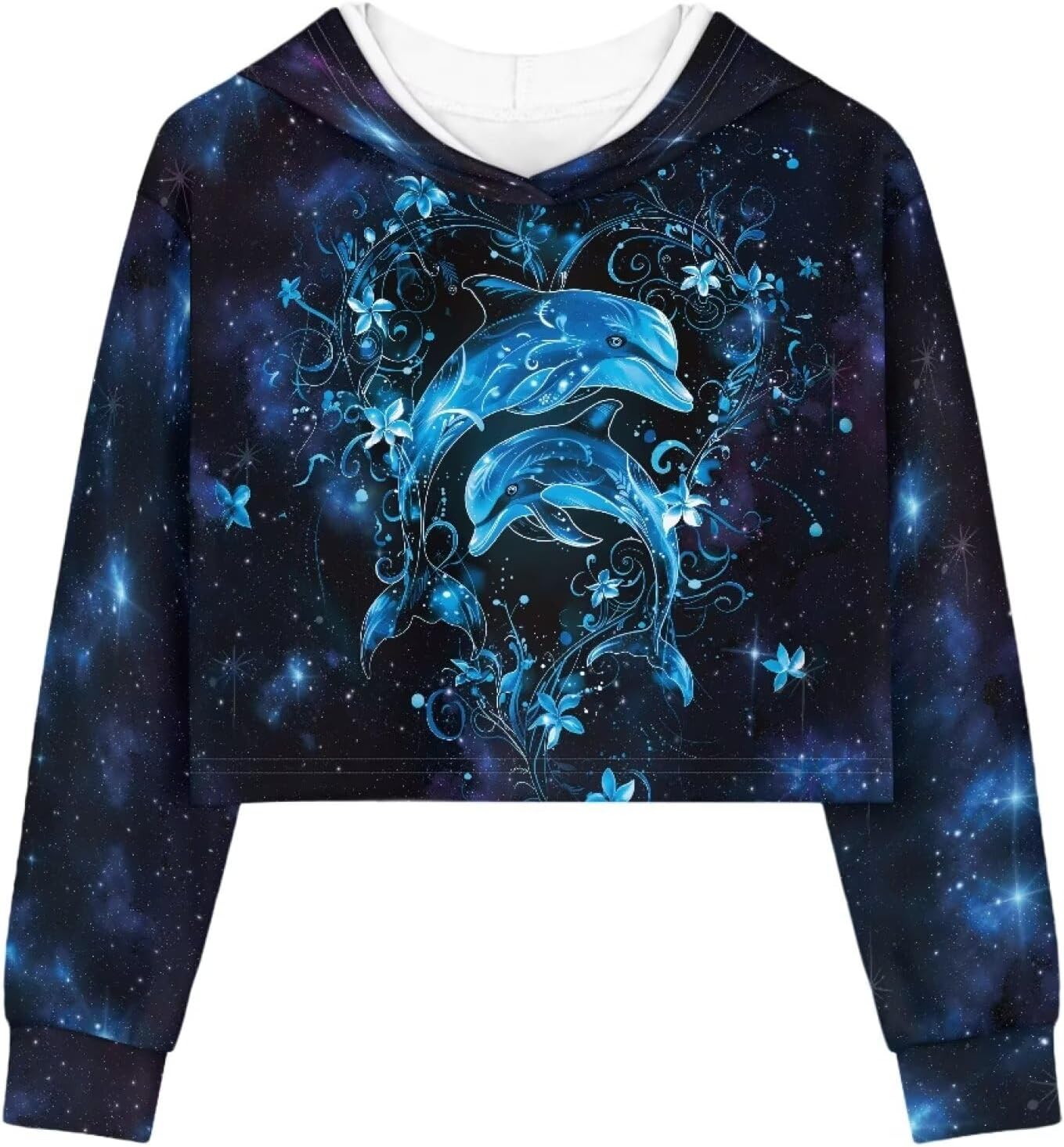 Cute Crop Tops for Kids 5-14 Years Girls Long Sleeve Hoodies Cartoon Pullover Hooded Sweatshirt Cropped Top