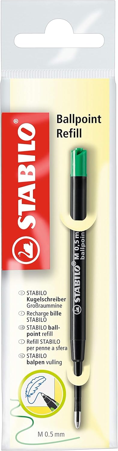 STABILO Ballpoint Pen Refill - Pack of 10 - Green