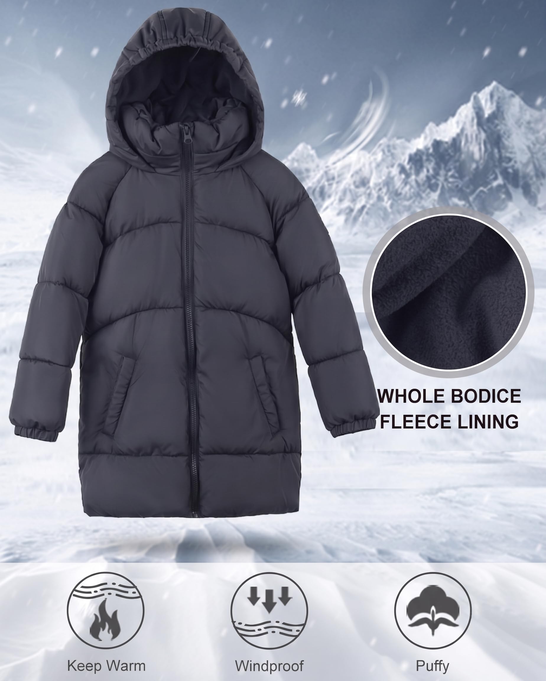 SOLOCOTE Ragazze Cappotti Invernali Pesante Lunghezza Media Giacche Calda Down-like Cotone Ovatta Outwear
