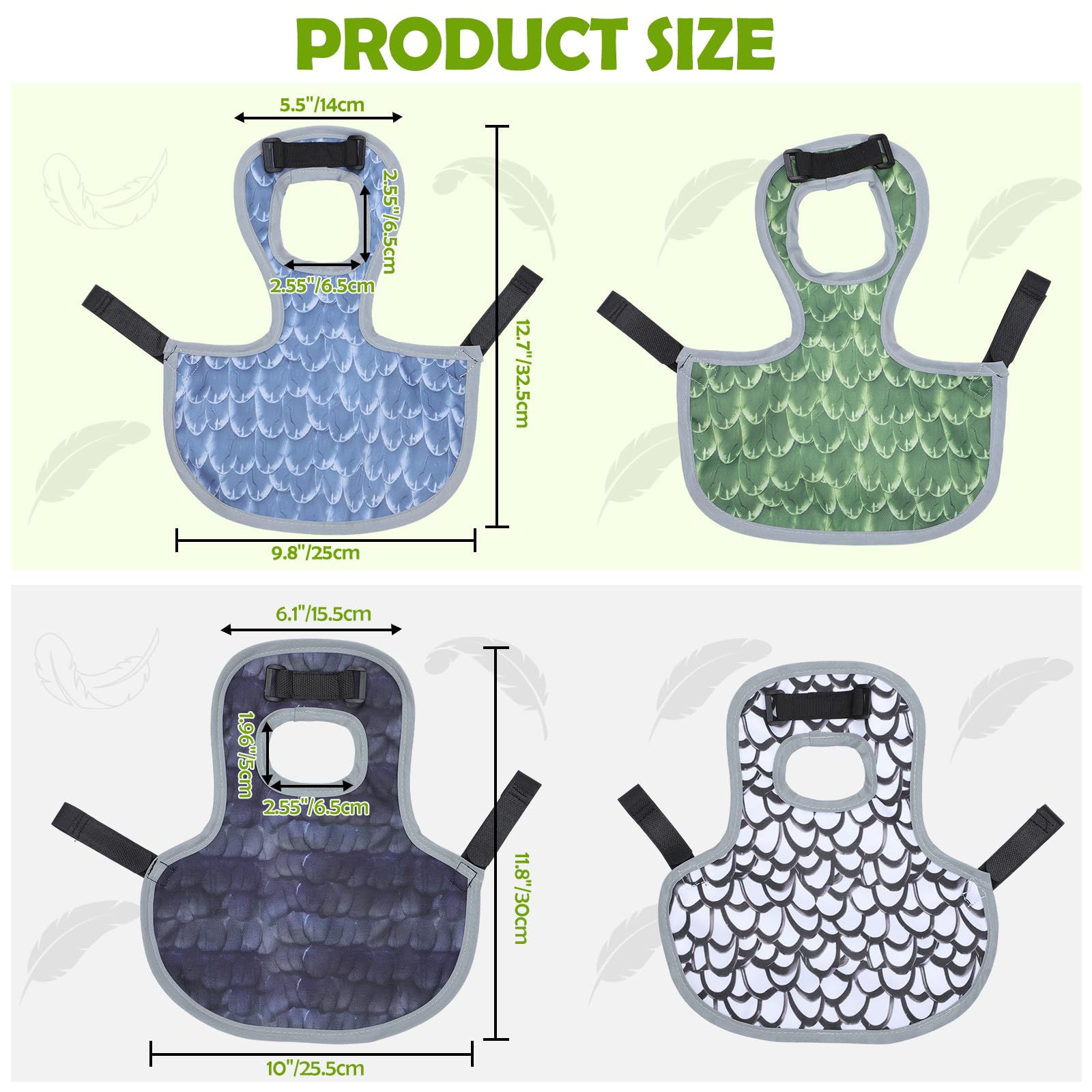 Chicken Saddle for Hens, Laelr 4 PCS Chicken Apron Back Protector for Hens, Waterproof Hen Saddle Chicken Vest with Adjustable Straps for Poultry Back Feather Protection, Easy to Wear — view 2