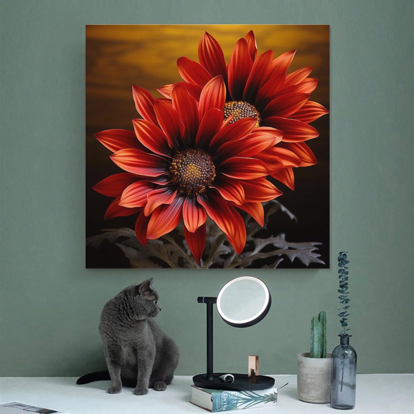 アクリル画 Sunflowers レッド F6号キャンバス Amazon.com: AQRJLPM