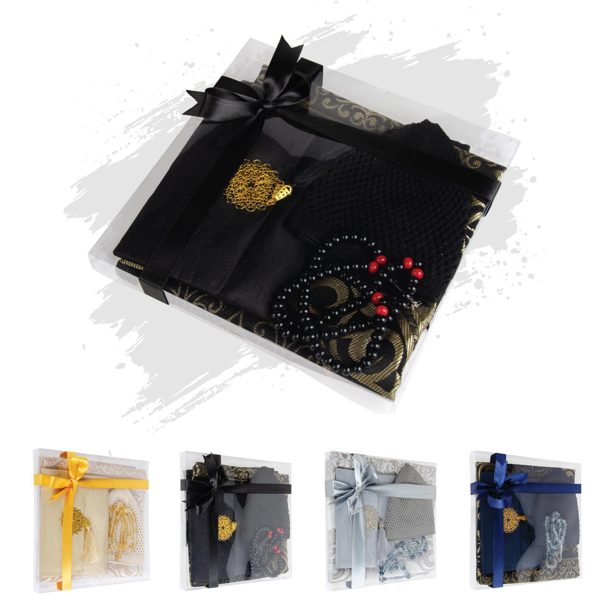 Juego de regalo de oración islámica para hombre, alfombrilla de oración de terciopelo, cuentas Tasbih, libro Yaseen - Elementos esenciales de oración musulmana - Regalo para Ramadán Eid