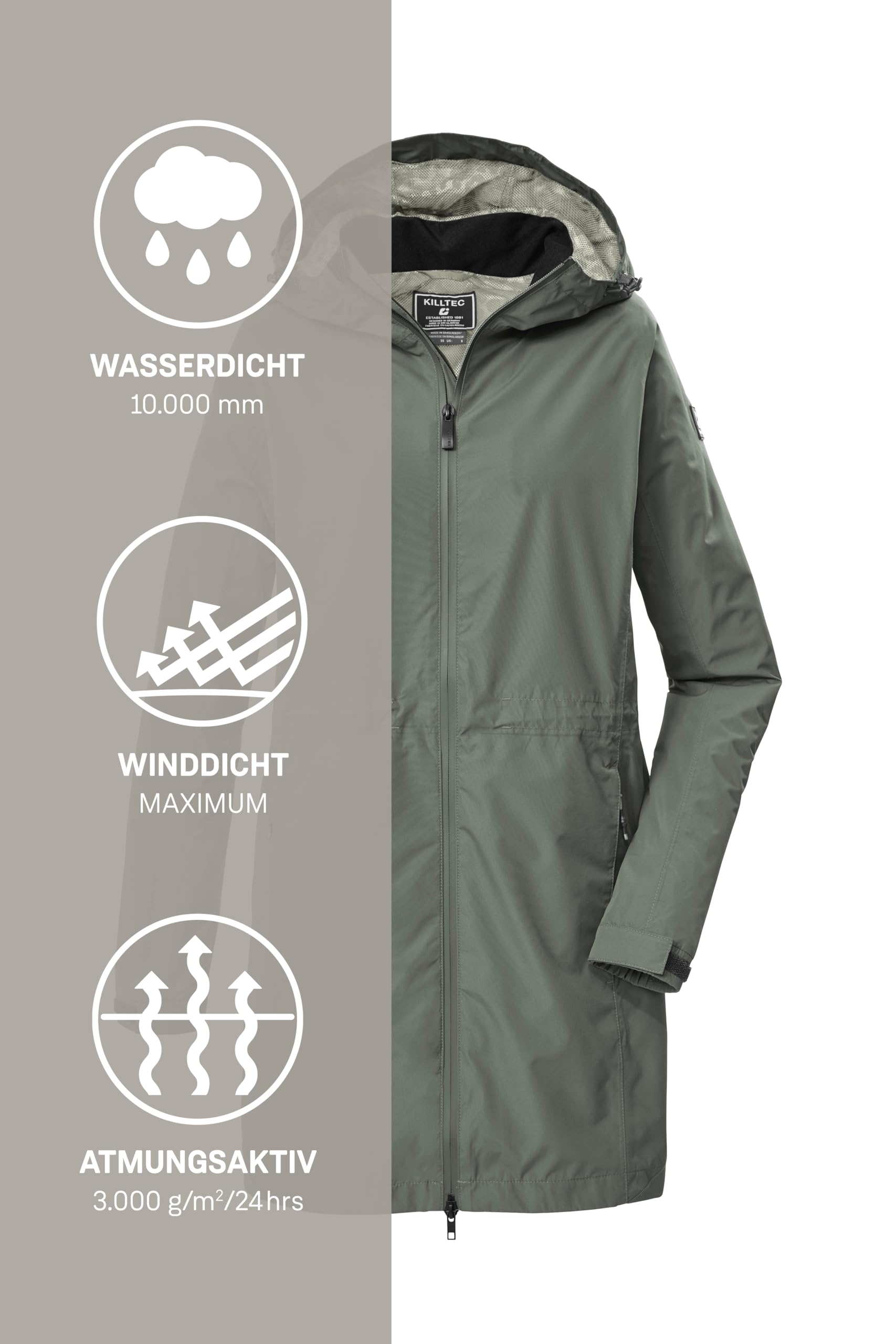 Killtec Damen Kos 35 Wmn Prk Funktionsparka/Parka wasserdicht mit Kapuze (1er Pack)