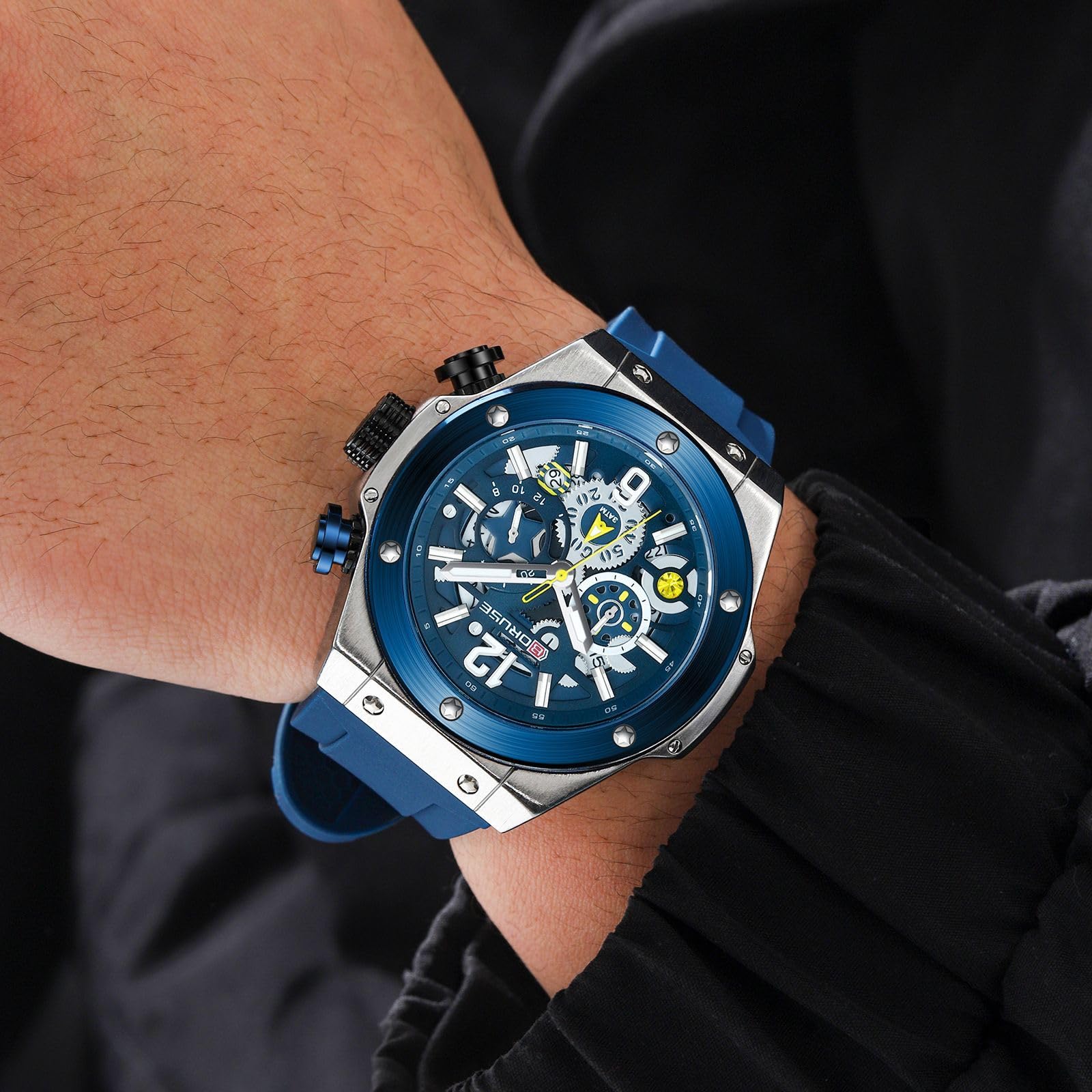 Montre chronographe élégante pour homme, étanche, lumineuse, bracelet en silicone, multifonction, pour homme d'affaires, sport, décontracté