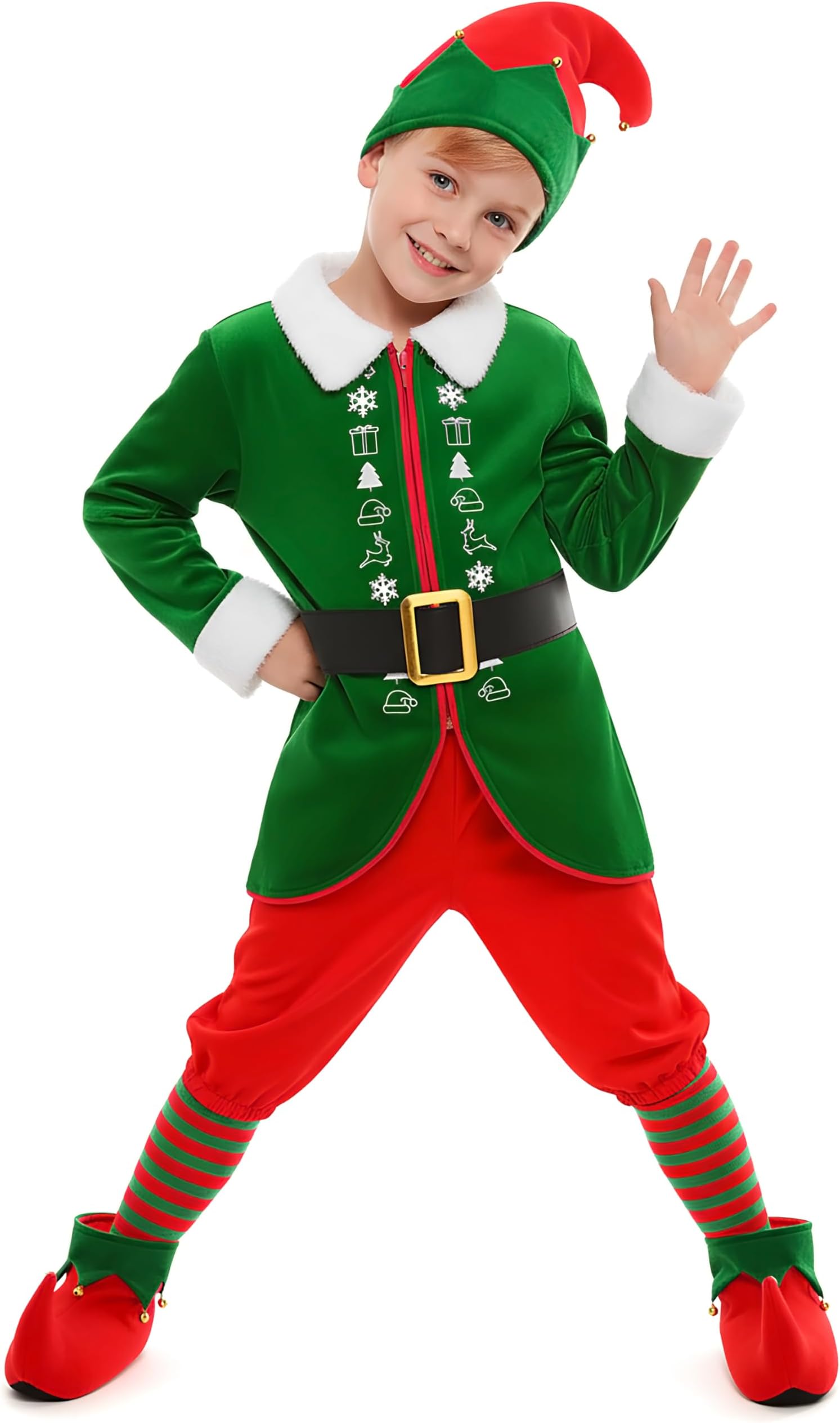 Christmas Elf Costume for Kids Elf Outfit for Girls Boys Xmas Holiday Dress Up