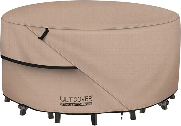 ULTCOVER Round Patio Furniture Cover - Outdoor Waterproof Table with Chair Set Cover 76 inch