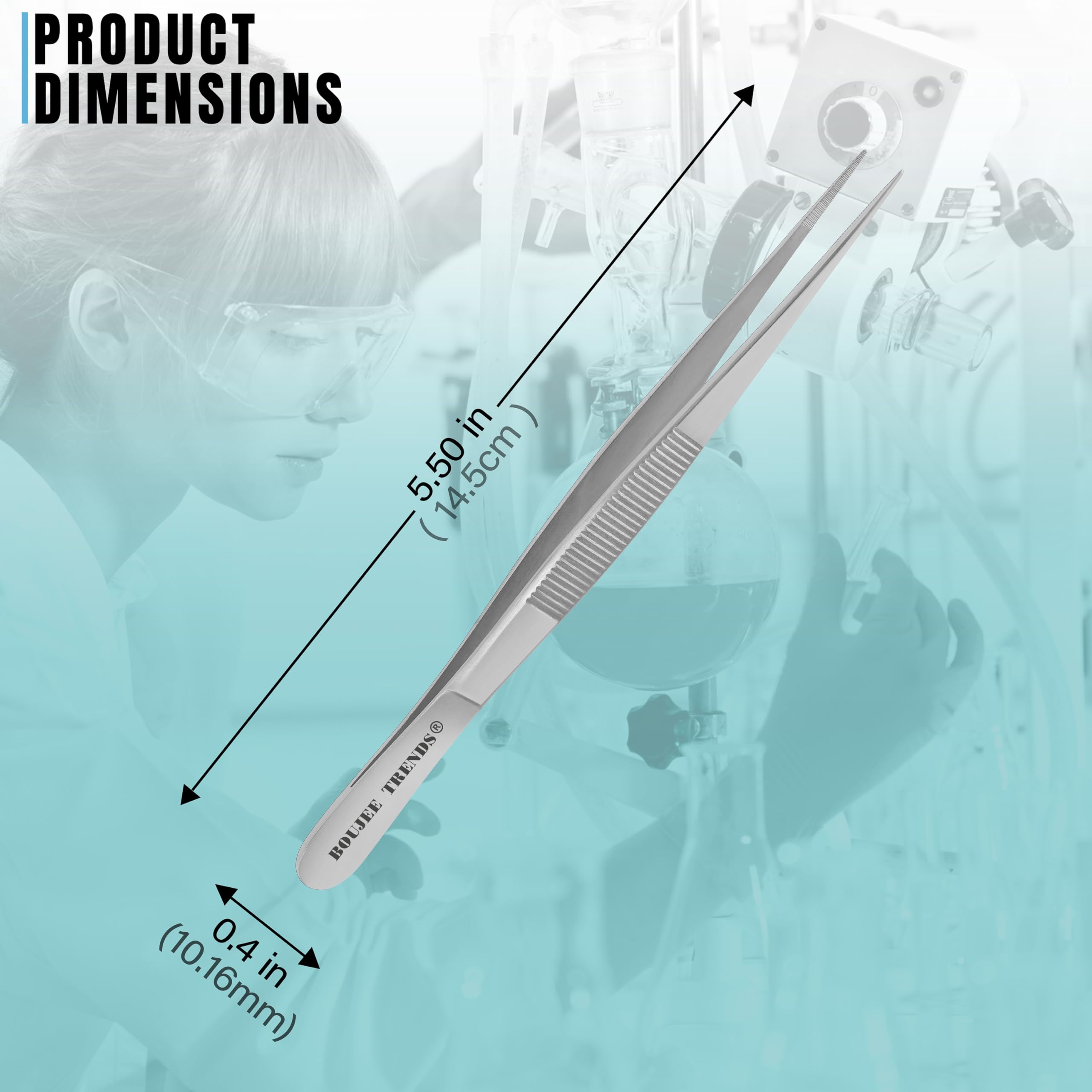 Stainless Steel High Precision Dressing Tweezers Forceps with Fine Strong Straight Serrated Point to use Engineer Labware for Scientific Art Craft Multipurpose Use (6 Inch) — Amazon image 2