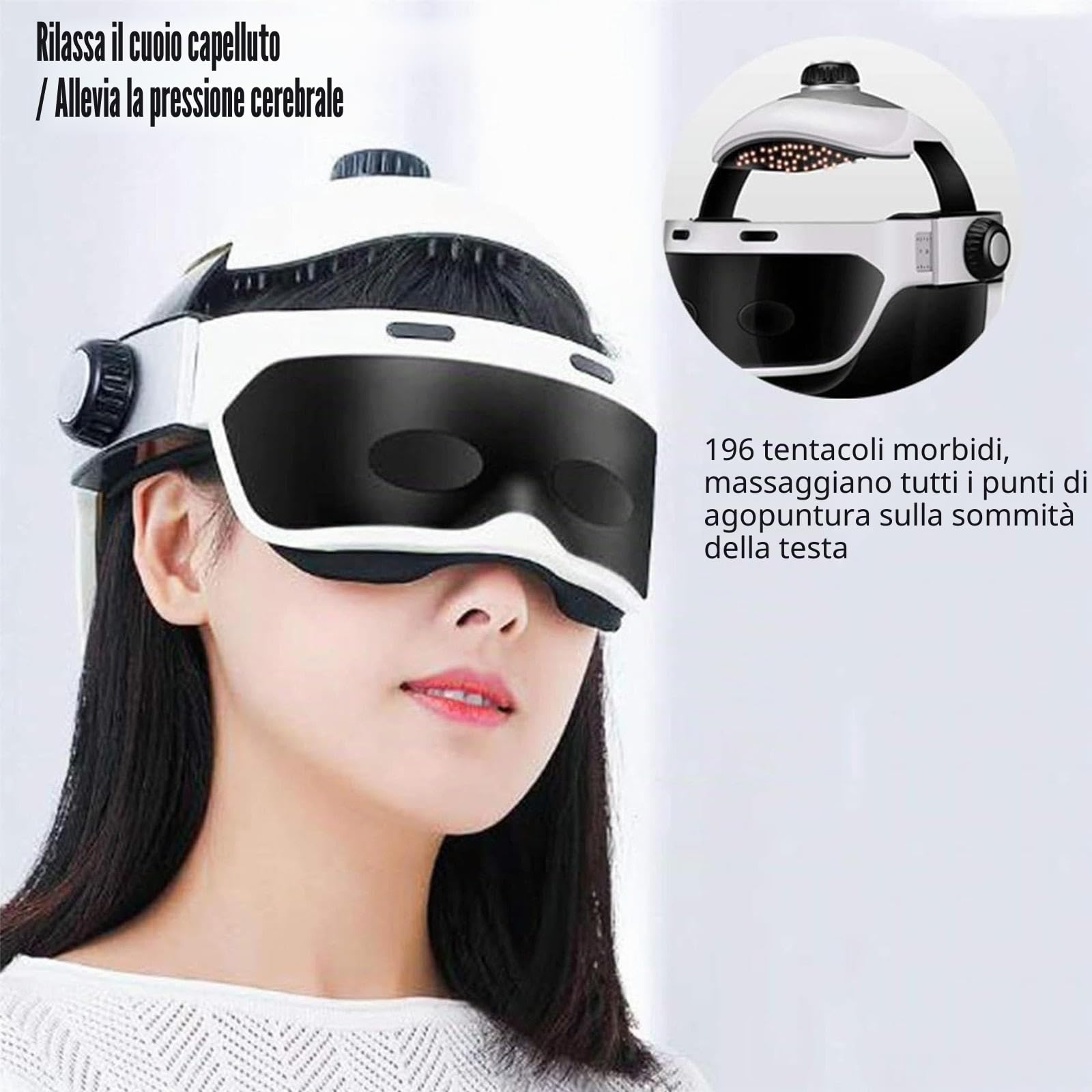 Casco massaggiatore elettrico per la testa con riscaldamento, massaggiatore per la testa senza fili per cuoio capelluto e capelli e cinque modalità, massaggio con airbag a 360 gradi, per casa