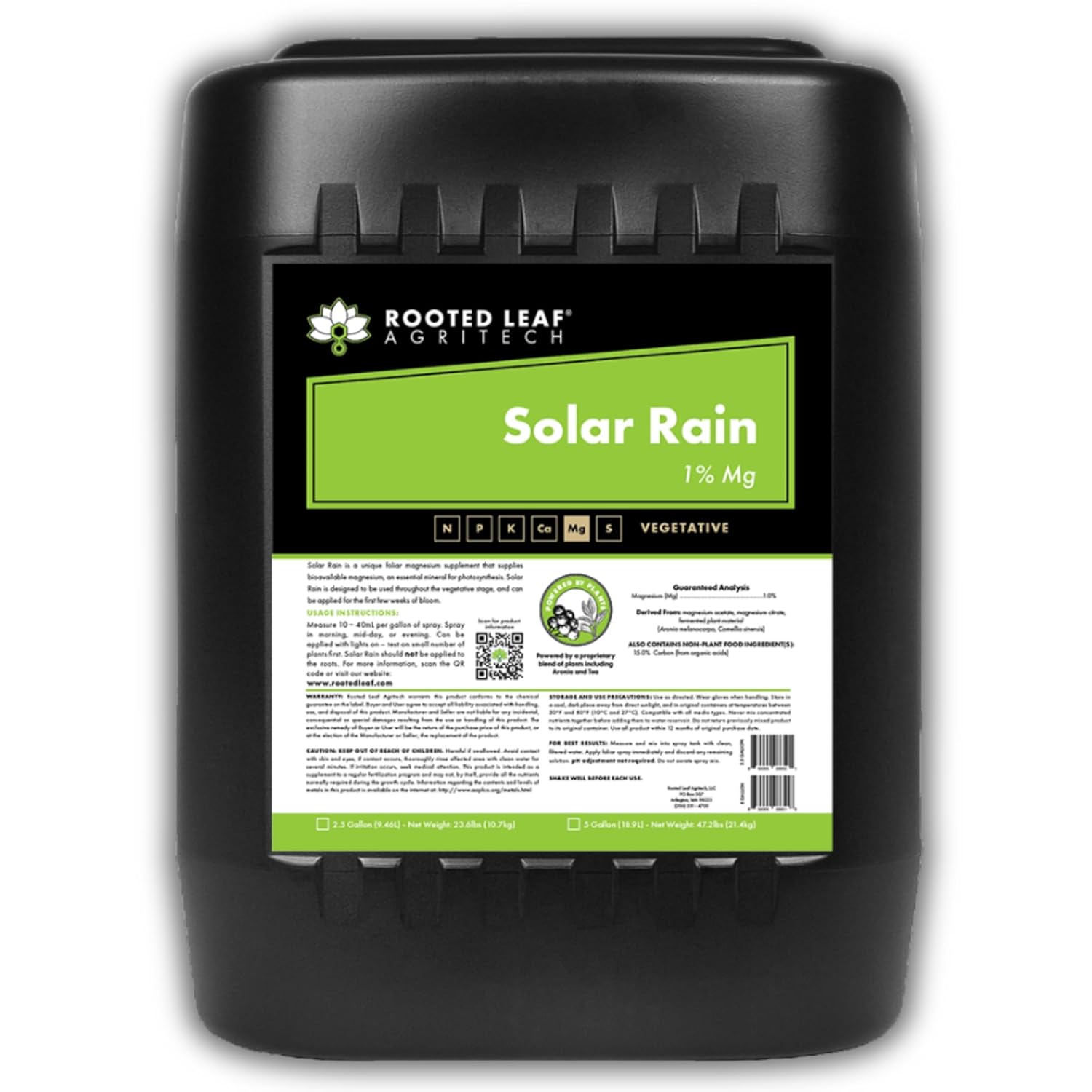 Solar Rain - Carbon Based Magnesium Foliar Spray Concentrate Nutrients That are 100% Bioavailable for Garden Vegetables Grass Cactus Lawns Potted Trees Bamboo Succulents - Quart