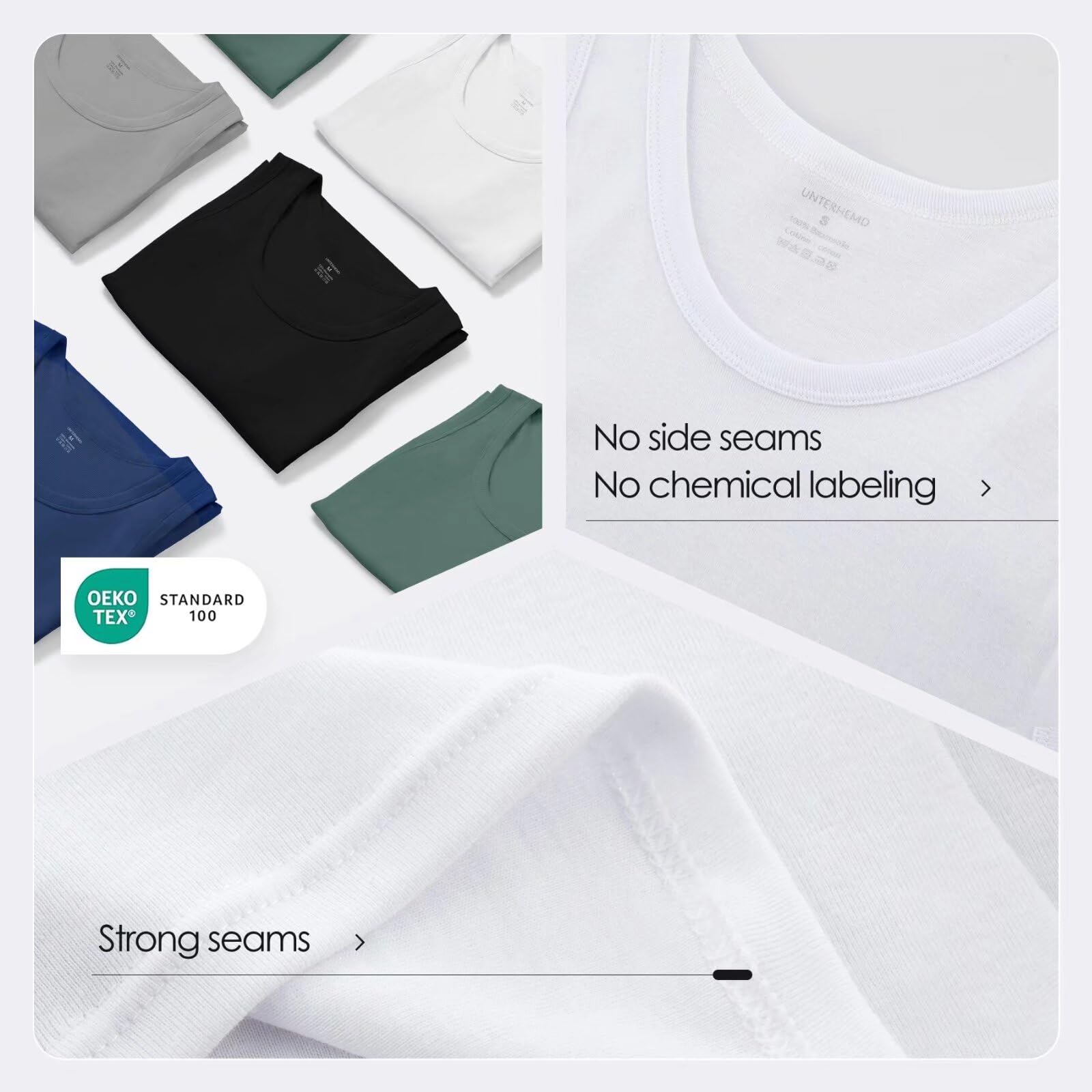 Mowenti Canottiera (Pacco da 3/5) Uomo 100% Cotone Costine Canottiera Elastica Nero Bianco Grigio Marino Oliva Canotta S-5XL Colori Multipli e Taglie