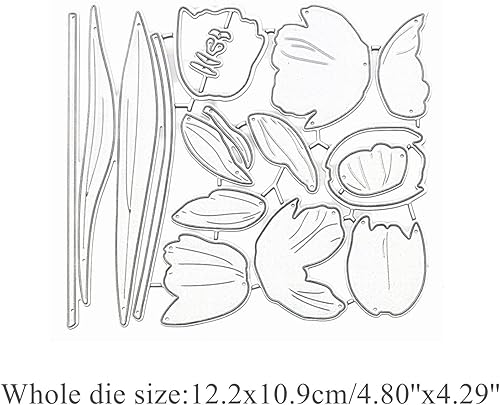 Miniatura 2 de Juego de tulipanes de flores de metal troqueles de corte de flores hojas de flores plantas plantillas de corte de boda manualidades tarjetas cortes