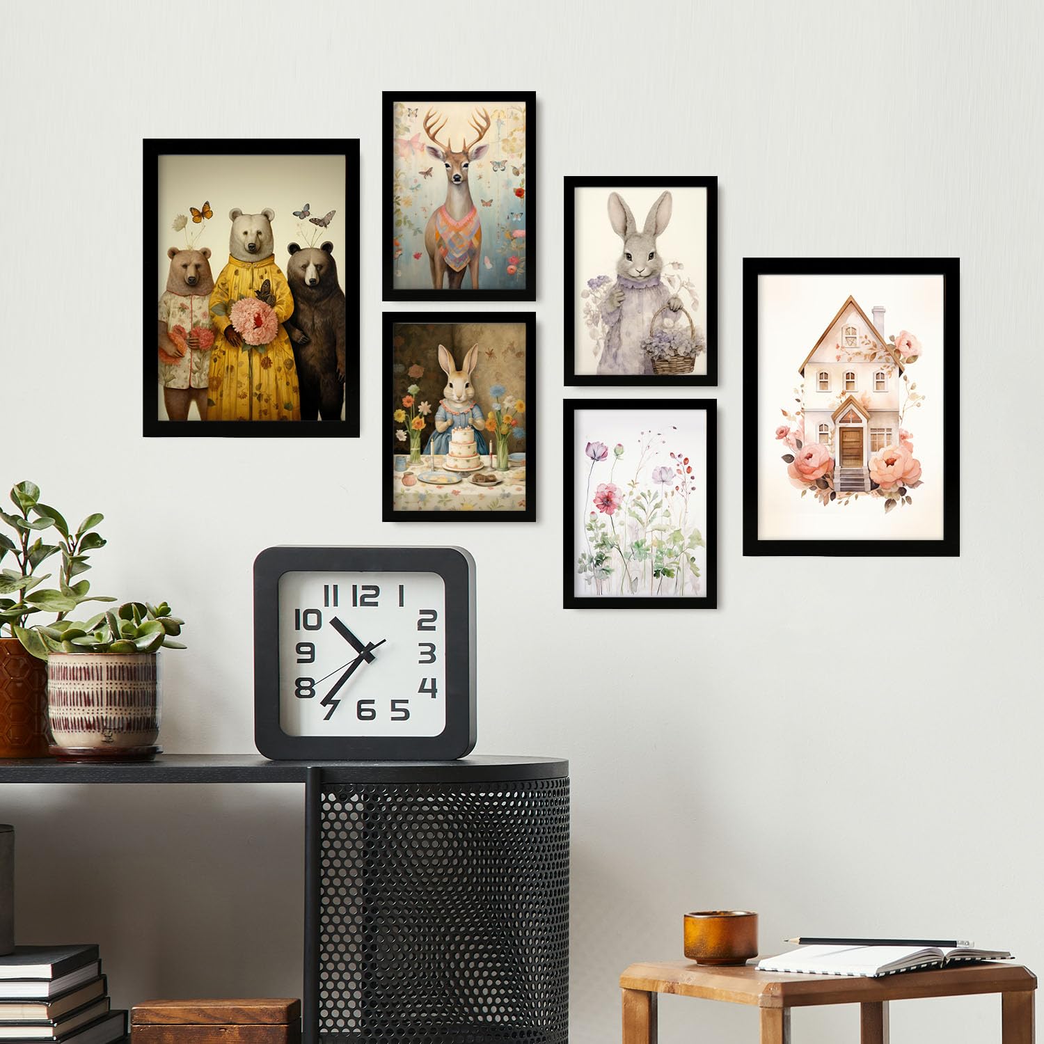 Nacnic Set de 6 Posters de Animales de mariposa Posters. Habitacion infantil. Cuadros decorativos estéticos para su sala de estar, dormitorio, hogar Tamaños A4 y A3 con marcos negros