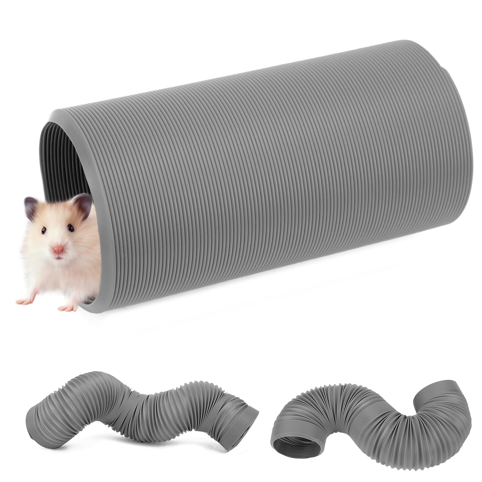 Tunnel rétractable pour Animaux de Compagnie, Tunnel de Jeu pour Petits Animaux Jouet de Tunnel rétractable pour Vison Cochon d'Inde marmotte hérisson Chinchilla(Gris)