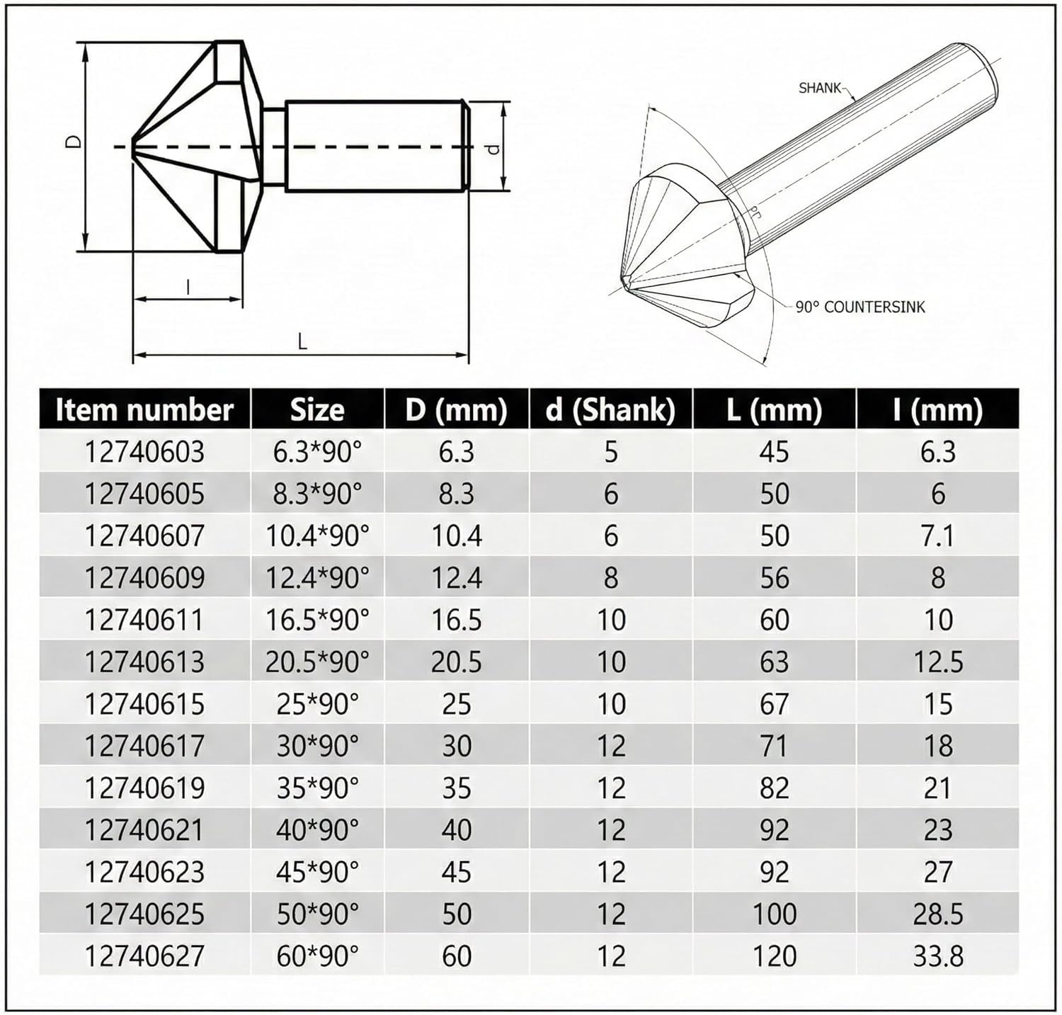 KATSU Kegelsenker Satz 90 Grad HSS 6542 Senkbohrer 45mm 3-Nuten-Fasenschneider Bohrer für Holz-Stahl-Metall-Werkzeugmaschinen, Positionierbohrer-Fräser 12740623