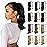 Sofeiyan Curly Ponytail Extension 15 Inch Heat Resistant Synthetic Natural Wavy Hairpiece Wrap Around Pony Tail Hair Extensions for White Black Women Hair Piece, Off Black