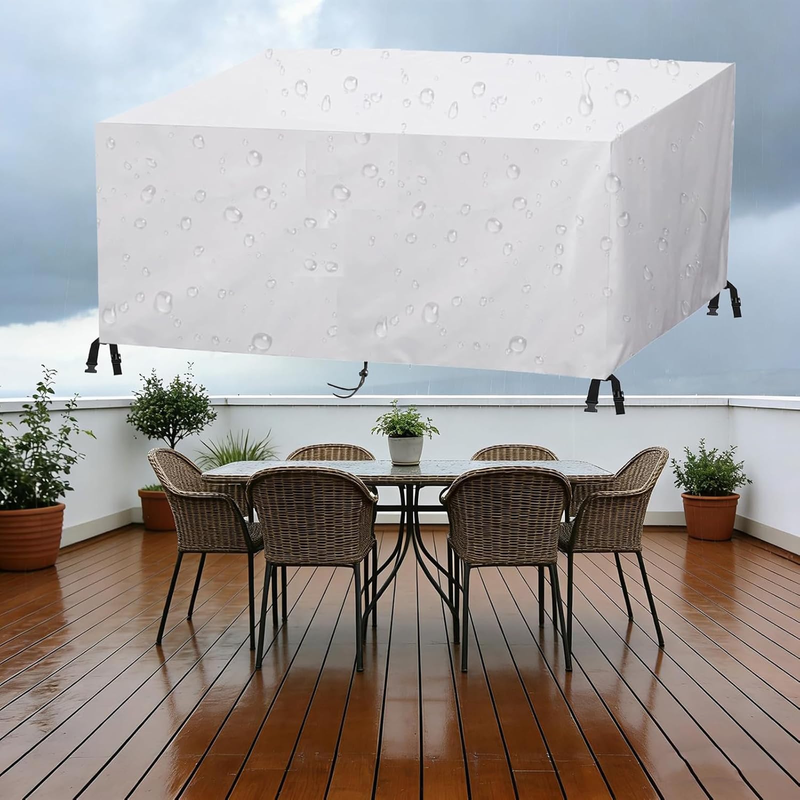 Patio Furniture Cover 180x120x74 cm, Waterproof 420D Oxford, Year-Round Protection Against Rain, UV, Snow & Dust